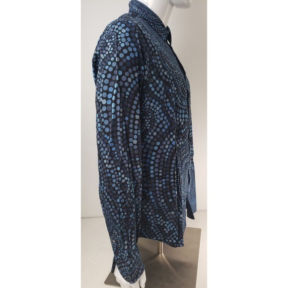 PERRY ELLIS Mens 2X Slim Fit Blue's Circle Abstract Print Button Down Shirt - Picture 15 of 16